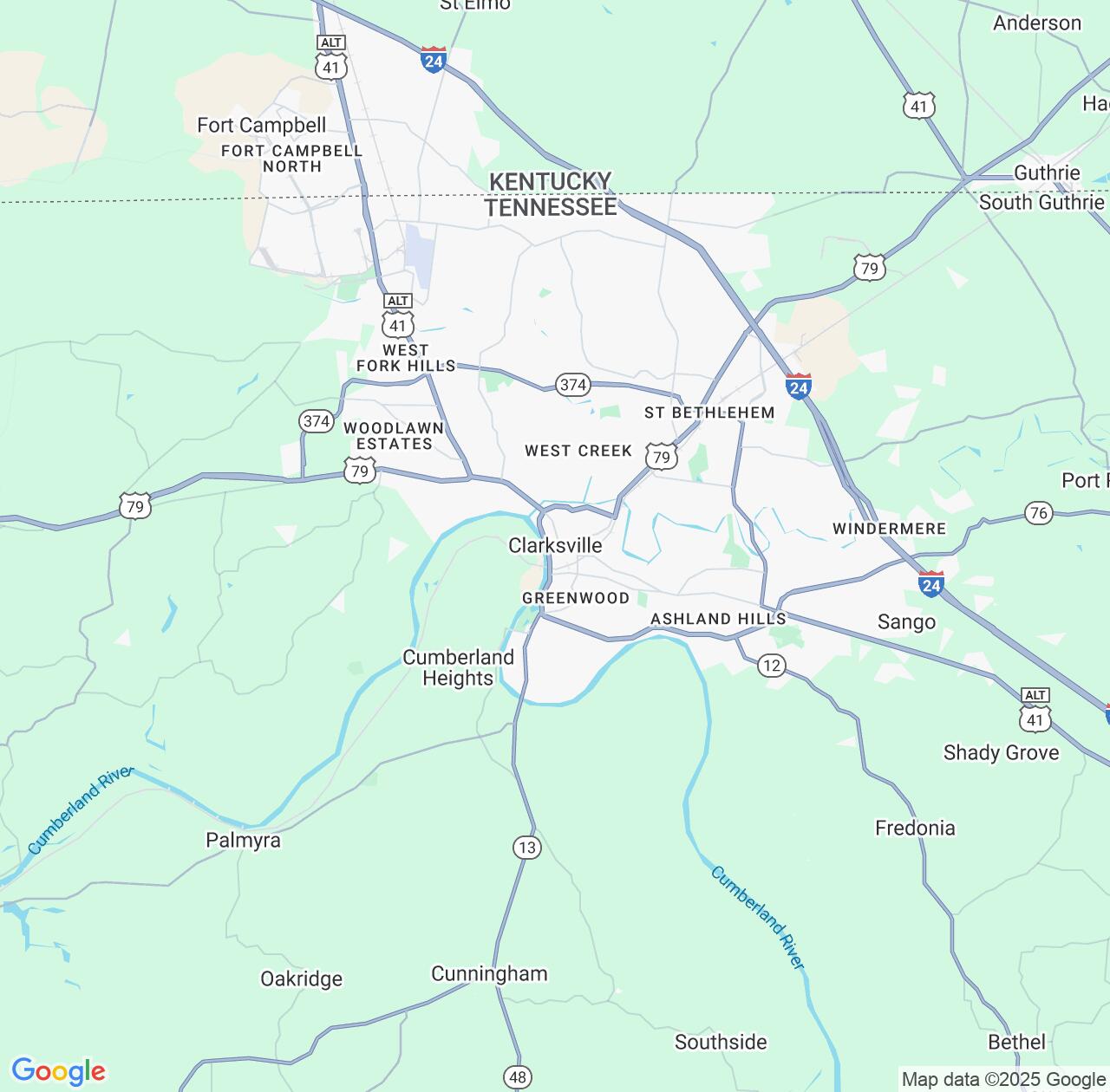 Map image for Intellectual Property Lawyers in Clarksville and Tennessee IP firms at coordinates  ; .