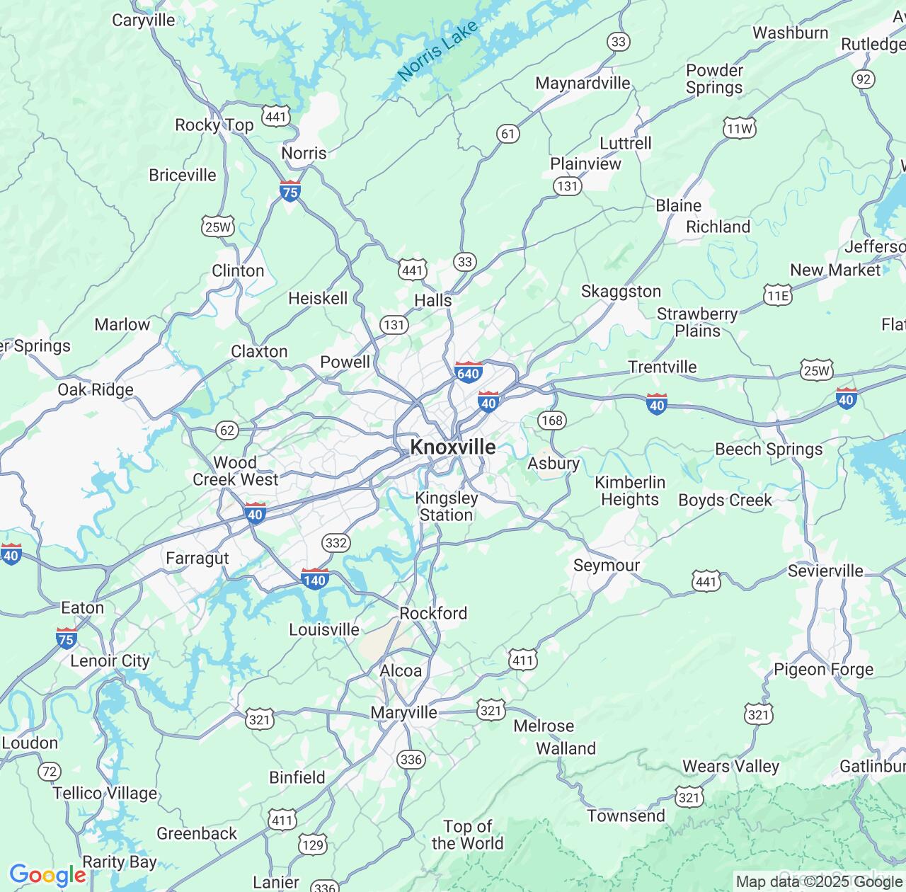 Map image for Intellectual Property Lawyers in Knoxville and Tennessee IP firms at coordinates  ; .