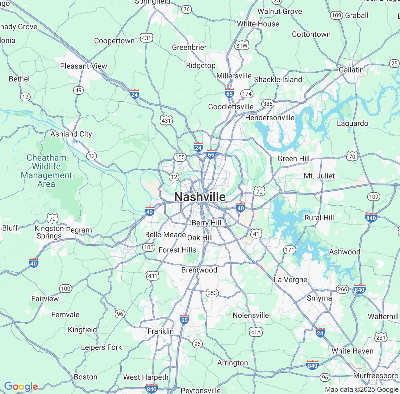 Map image for Intellectual Property Lawyers in Nashville and Tennessee IP firms at coordinates  ; .