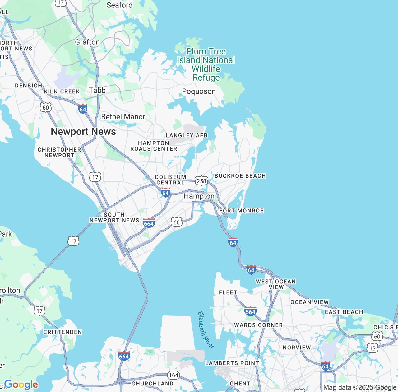 Map image for Intellectual Property Lawyers in Hampton and Virginia IP firms at coordinates  ; .