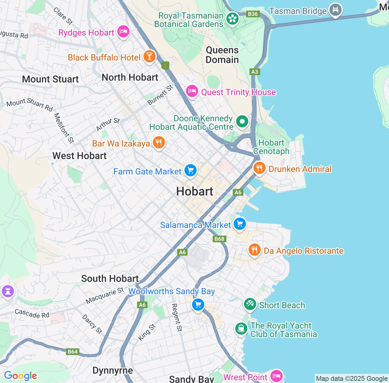 Map image for Intellectual Property Lawyers in Hobart and Tasmania IP firms at coordinates  ; .
