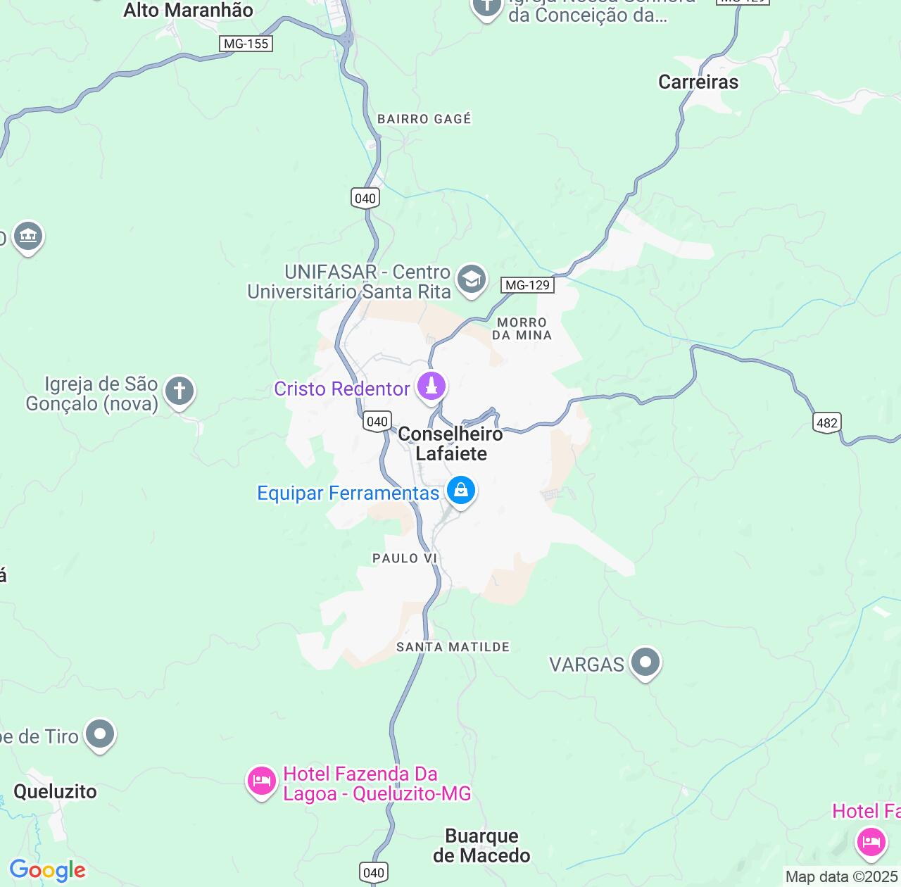 Map image for Intellectual Property Lawyers in Conselheiro Lafaiete and Minas Gerais IP firms at coordinates  ; .